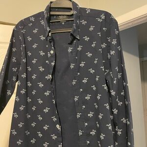 Zara Dark Blue Shirt with White Pattern